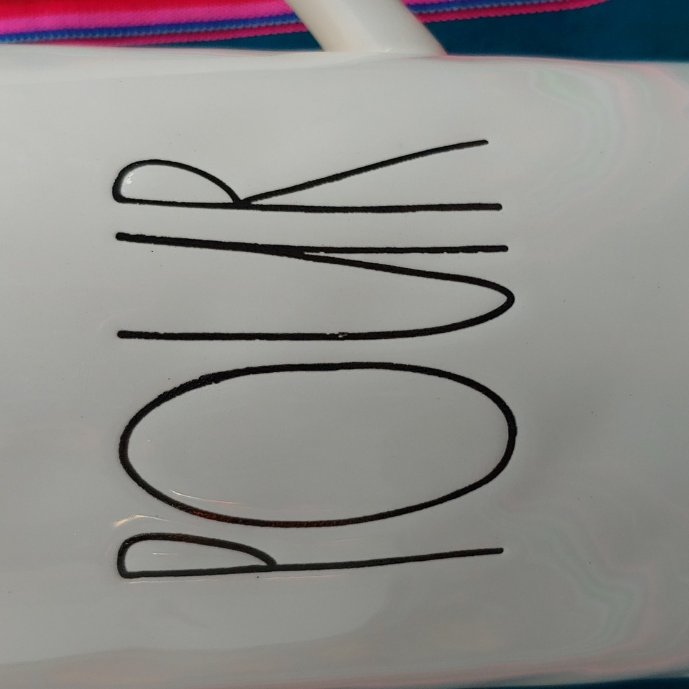 Rae Dunn Ceramic "Pour" Serving Pitcher White holds One Quart - Picture 3 of 15